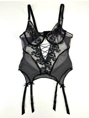 Seven til Midnight sheer bodysuit 3X 4x Curvy girl lace mesh garter belt Sexy